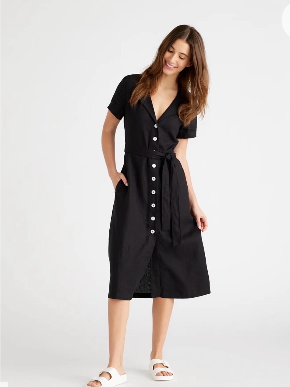 Quince black linen dress